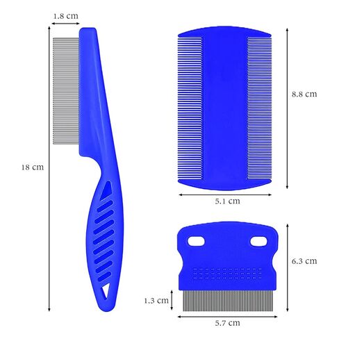 SKYPIA Multipurpose Fine Tooth Grooming Comb - 3 Packs, for Dogs, Cats, Puppies, Kittens, Removes Fleas, Ticks, Lice, Dandruff, and Hair Lice (Blue) in Saudi Arabia