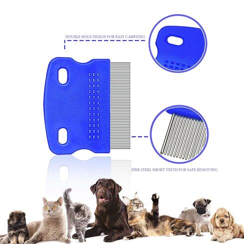 SKYPIA Multipurpose Fine Tooth Grooming Comb - 3 Packs, for Dogs, Cats, Puppies, Kittens, Removes Fleas, Ticks, Lice, Dandruff, and Hair Lice (Blue) in Saudi Arabia