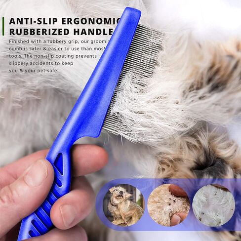 SKYPIA Multipurpose Fine Tooth Grooming Comb - 3 Packs, for Dogs, Cats, Puppies, Kittens, Removes Fleas, Ticks, Lice, Dandruff, and Hair Lice (Blue) in Saudi Arabia