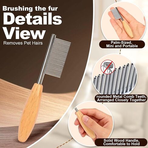 HOP Small Dog Comb with Wooden Handle Metal Dog Eye Comb 4.17in/10.6cm in Kuwait