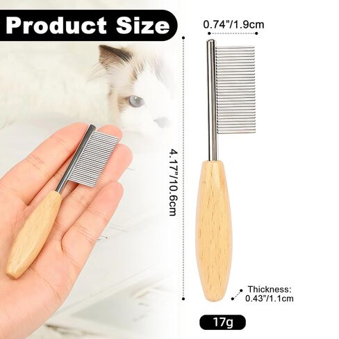 HOP Small Dog Comb with Wooden Handle Metal Dog Eye Comb 4.17in/10.6cm in Kuwait