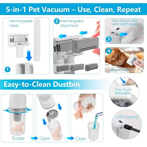 Pet Brush With Vacuum | 5-in-1 Hair Shedding & Vacuum Tool Kits in Kuwait