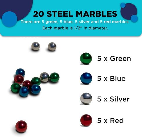 [20 PACK] Colored Marbles For Marble Run | Steel Marbles For GraviTrax Game in Saudi Arabia