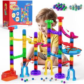 MaxTronic Marble Run Kit for Kids,Upgrade Marble Maze Kit 16mm Marbles 109pcs Building Blocks STEM Learning Toys Christmas Birthday Gift for Kids Aged 3-12 in Saudi Arabia