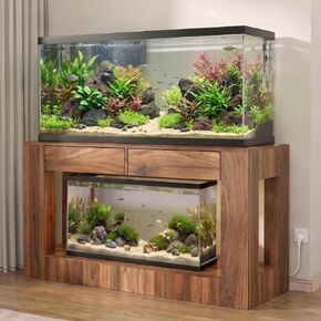 VOWNER 55–75/90 Gallon Fish Tank Stand with Power Outlet for 2 Tank, Walnut in Kuwait