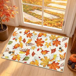 SHACOS Fall Runner Rug for Hallway 2x6 ft Orange Maple Leaves Acorn Nuts Non Slip Washable Runner Rug Autumn Floor Mat Carpet for Entryway Hallway Kitchen, Maple & Acorn in Kuwait