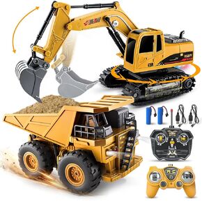 YongnKids 2 Pcs Large Rc Excavator Toy & Dump Truck for Kids Age 6+ in Kuwait