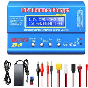 B6 Battery Balance Charger 2026 Upgraded 80W Discharger for NiMH/NiCd (1-15S) LiPo/Li-ion/Life Battery (1-6S) RC Hobby Batteries Balance Charger with AC Power Supply in Saudi Arabia