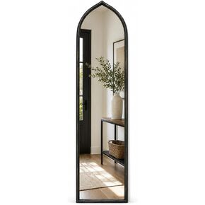 Long Black Arched Mirror, Decorative Hanging Tall Mirror,Long Skinny Mirror,Narrow Long Hallway Bathroom Mirror,12"x50" in Saudi Arabia