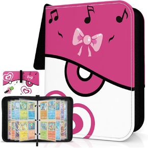 Cute Pink 4 Pocket Trading Card Binder with Zipper and Wrist Strap, Holds 400 Cards, 50 Removable Double-Sided Sleeves, Collectible Card Album Portfolio for Girls in Kuwait