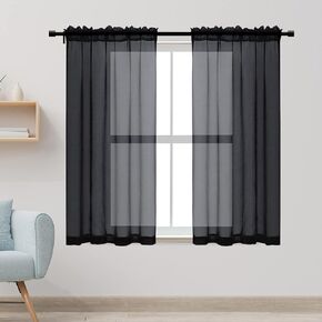 XTMYI Dark Emerald Green Sheer Curtains, See Through Voile Window Sheers for Living Room Bedroom, 84 Inches Long, Forest Green in Saudi Arabia