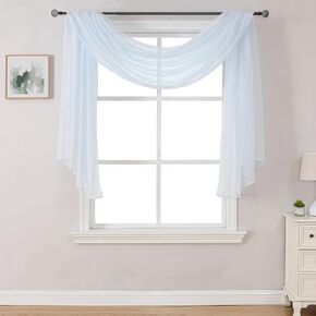 DONREN White Sheer Window Valance - Luxury Soft Semi-Sheer Scarf for Window Wedding Arch Curtains (1 Panel, 52 x 216 Inch Length) in Saudi Arabia
