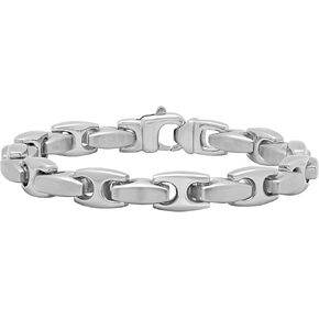 Silver-Tone Stainless Steel 9.5mm Mariner Link Chain Bracelet, 9" in Saudi Arabia