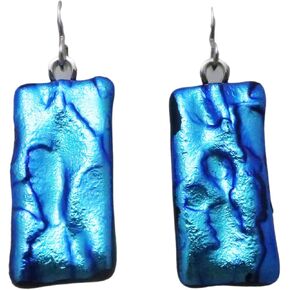 Long Lightweight Textured Aqua Sterling Silver Earrings N275 in Kuwait