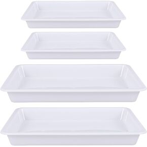SEWACC 4pcs Plastic Water Marbling Painting Tray White Rectangular Plastic Palette with Smooth Flat Surface for Watercolor Mixing and Painting Accessories, for Art Classes and Group Art in Kuwait