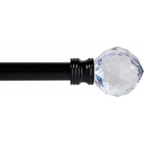 Kenney KN55950 Harris Geometric Acrylic End Petite Café Decorative Window Curtain Rod, 28-48" Adjustable Length, Matte Black Finish, 1/2" Diameter Steel Tube in Saudi Arabia