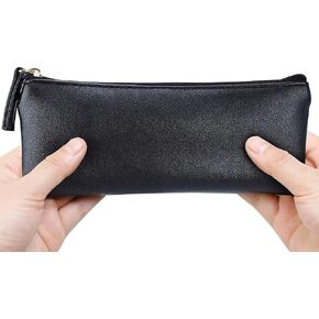MROCO PU Leather Pencil Case, Small Zipper Pouch, Black in Saudi Arabia