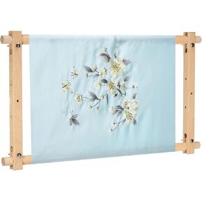 PATIKIL Needlepoint Embroidery Tapestry Scroll Frame, 33"x12" Beech Wood Cross Stitch Frame Needlepoint Holder Quilting Hoop Stand Stitching Frame for Sewing in Kuwait