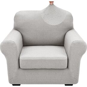 XINEAGE 4-Piece Recliner Cover Stretch Jacquard Slipcover with Pocket, Washable Recliner Chair Protector for Kids, Pets, Dogs, Cats (Light Gray) in Saudi Arabia