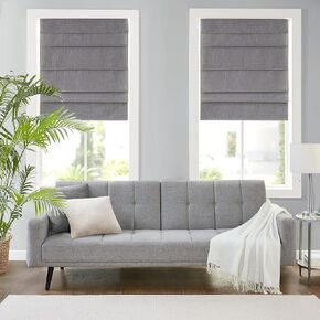 Madison Park Cordless Roman Shades Total Blackout Blinds, Linen-Like Fabric, Energy Efficient Thermal Insulated Roman Shades for Windows Blackout Total Privacy Window Blinds 35x64, Natural in Saudi Arabia