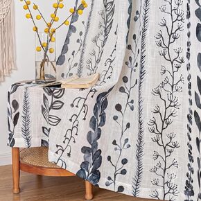 MEETSKY Sage Green Curtains 84 Inches Long 2 Panels Boho Curtains for Living Room Light Filtering Patterned Drapes for Bedroom Linen Style Back Tab Leaf Print Grommet Window Treatment in Saudi Arabia