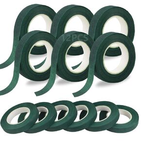 12 Rolls Floral Ribbon 1/2 Inch Dark Green Flower Ribbon, Floral Ribbons for Wrapping Bouquet Stems and Floral Crafts, Wedding Bouquet in Kuwait