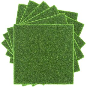 ARTKAIKE 6 Pack 6x6 Inch Fake Grass, Art & Craft Supplies, Artificial Green Turf Rug for Fairy Gardens, Dollhouses, Dioramas, Model Scenes, Tabletop Terrain, Miniature Projects in Kuwait