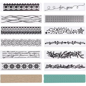 GLOBLELAND 12 Pcs Flower Lace Border Plastic Embossing Folders DIY Plastic Template for DIY Christmas Thanksgiving Card Making Scrapbooking Photo Album Decor in Kuwait
