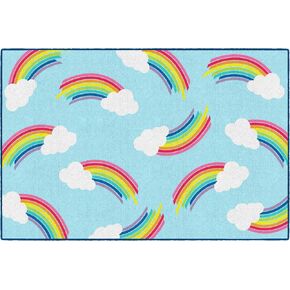 Flagship Carpets Schoolgirl Style Hello Sunshine Whimsical Rainbow Classroom Area Rug for Indoor Classroom Learning or Kid Bedroom Educational Play Mat, 5'x7'6",Black,CA1992-28SG in Saudi Arabia