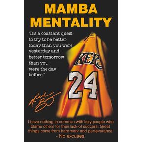 KOB Black Mamba Inspirational Quotes Poster, Black Mamba Mentality Wall Art Decor, KB Jersey Canvas Art Poster for Man Cave Boys Room Office Decor, A Gift for Dear Kb Basketball Fans,16"x24"-Unframed in Saudi Arabia