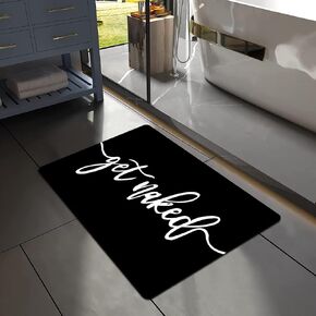 MUGINYU Get Naked Long Black Bathroom Rug,Funny Quick Dry Bath Mat Absorbent Non-Slip Thin fit Under Door,Diatomite Stone Bathroom Runner Rug for Floor Mats with Rubber Backing in Saudi Arabia