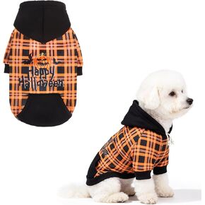 PUPTECK Fall Winter Dog Hoodie Pet Sweatshirt Soft Warm Clothes Fleece Lined with Hat for Small Medium Large Dogs, Pocket Design, Brown S in Kuwait