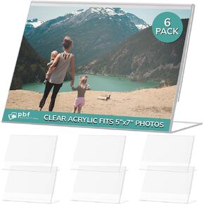 Photo Booth Frames - 7x5 Inch Clear Acrylic Display, Slanted Back 7x5 Horizontal Picture or Display Plastic Sign Holder with Inserts - 6 pack in Saudi Arabia