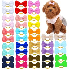 Dog Hair Bows Cute Puppy Dog Bowknot Hair Ties Bulk with Rubber Bands Hair Accessories Bow Pet Grooming Products 40PCS in Saudi Arabia