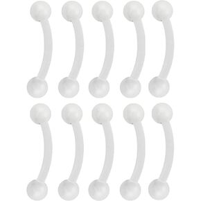 Pierced Owl Set of 10 16GA Clear Bioflex Eyebrow Curved Barbell Retainers in Saudi Arabia