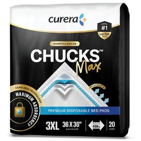 Chucks MAX Hospital Grade Bed Pads 36 x 36 Disposable Breathable Incontinence Pads - XXX-Large Pee Pads for Adults - Heavy Duty Absorbency, Repositioning Underpads. Repositions 400 Lbs. [20 Pads] in Saudi Arabia