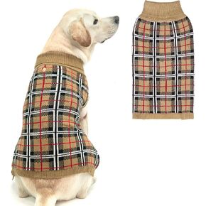 PUPTECK Dog Sweaters for Large Medium Small Dogs - Fall Classic Plaid Style Puppy Holiday Winter Coat Clothes Warm in Saudi Arabia