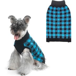 PUPTECK Dog Sweaters for Large Medium Small Dogs - Fall Classic Plaid Style Puppy Holiday Winter Coat Clothes Warm in Kuwait