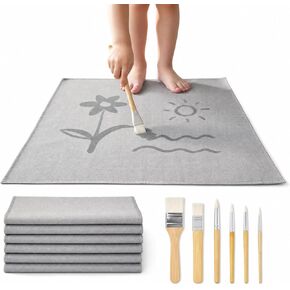 SunOutDeal Magic Water‑Drawing Canvas, 6‑Pack Reusable Interchangeable Art Canvases, Automatically Restores Blank After Drying, Mess‑Free No Paint Splatter, Large Water Drawing Mat 13.38×27.55 Inch in Kuwait