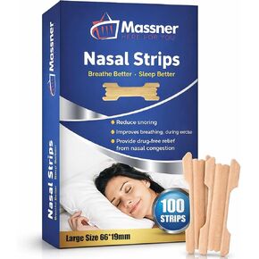 Massner Nasal Strips for Snoring, Large 100 Pack - Extra Strength Anti Snoring Solution for Men, Women - Clears Air Way to Breathe Better - Sleep Right, Snore Less - Stuffy Nose Relief for Congestion in Saudi Arabia