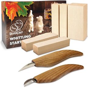 BeaverCraft Wood Carving Kit for Beginners S16 – Whittling Knives Sloyd, Chip Wood Carving Knife, Basswood Blocks for Carvers - Whittling Tools Set in Saudi Arabia