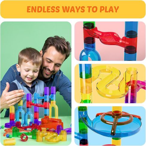 MaxTronic Marble Run Kit for Kids,Upgrade Marble Maze Kit 16mm Marbles 109pcs Building Blocks STEM Learning Toys Christmas Birthday Gift for Kids Aged 3-12 in Saudi Arabia