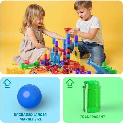 MaxTronic Marble Run Kit for Kids,Upgrade Marble Maze Kit 16mm Marbles 109pcs Building Blocks STEM Learning Toys Christmas Birthday Gift for Kids Aged 3-12 in Saudi Arabia