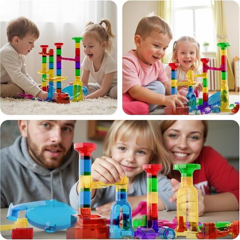 MaxTronic Marble Run Kit for Kids,Upgrade Marble Maze Kit 16mm Marbles 109pcs Building Blocks STEM Learning Toys Christmas Birthday Gift for Kids Aged 3-12 in Saudi Arabia