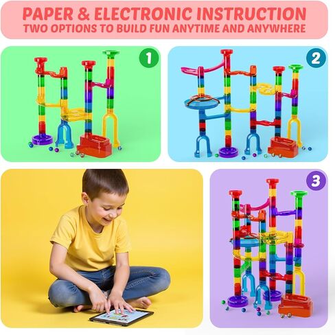 MaxTronic Marble Run Kit for Kids,Upgrade Marble Maze Kit 16mm Marbles 109pcs Building Blocks STEM Learning Toys Christmas Birthday Gift for Kids Aged 3-12 in Saudi Arabia