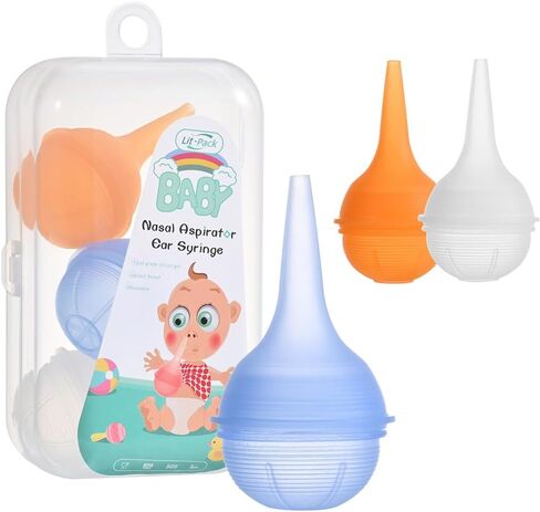 Disposal Nasal Aspirator Ear Syringe Food Grade Reusable Booger Sucker for Baby Toddlers & Adult Easy to Clean and Dishwasher 3 Counts Assorted Color New Pack in Kuwait