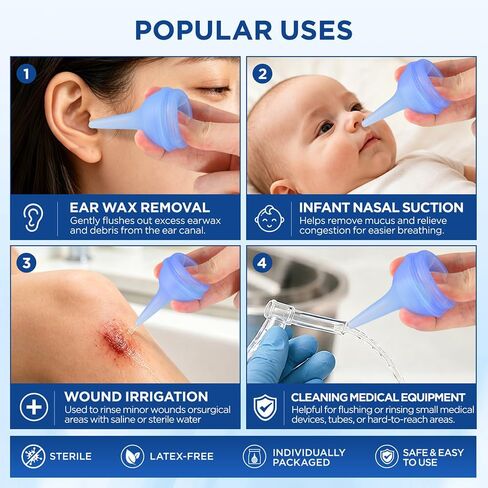 Disposal Nasal Aspirator Ear Syringe Food Grade Reusable Booger Sucker for Baby Toddlers & Adult Easy to Clean and Dishwasher 3 Counts Assorted Color New Pack in Kuwait