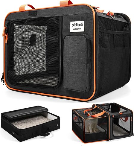 Pidipiti 20x14x14 Expandable car Travel Carrier, with Portable Litter Box in Kuwait