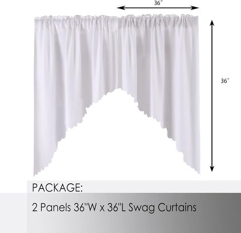 Burlap Look Swag Curtains Soft Half Window Rustic Natural Tan Kitchen Curtains Valance and Swags 63 inch Length, 2 Panels in Kuwait