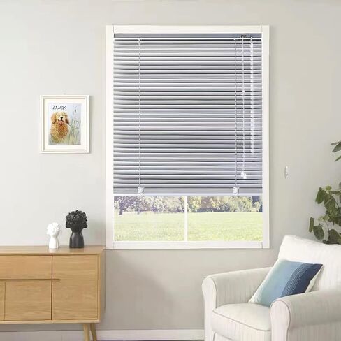 YIIBAII Mini Blinds Suitable for 26.5" W x 64" H Windows 1" Aluminum Horizontal Venetian Blinds Darkening with Rope and Pole can Mounted Inside or Outside in Kuwait